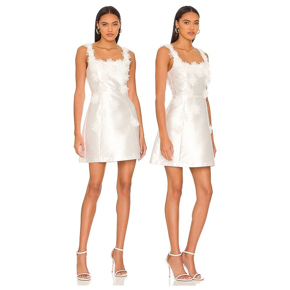 Elliatt Elder Mini Dress Floral Applique Satin Party Cocktail Formal Bridal M